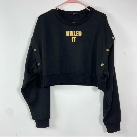 Fashion nova “killed it” black studded sweatshirt - Picture 2 of 8